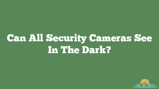 Can All Security Cameras See In The Dark?